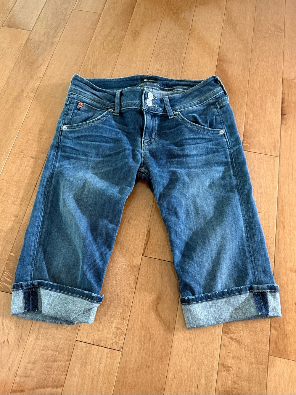 Low rise long Jean shorts